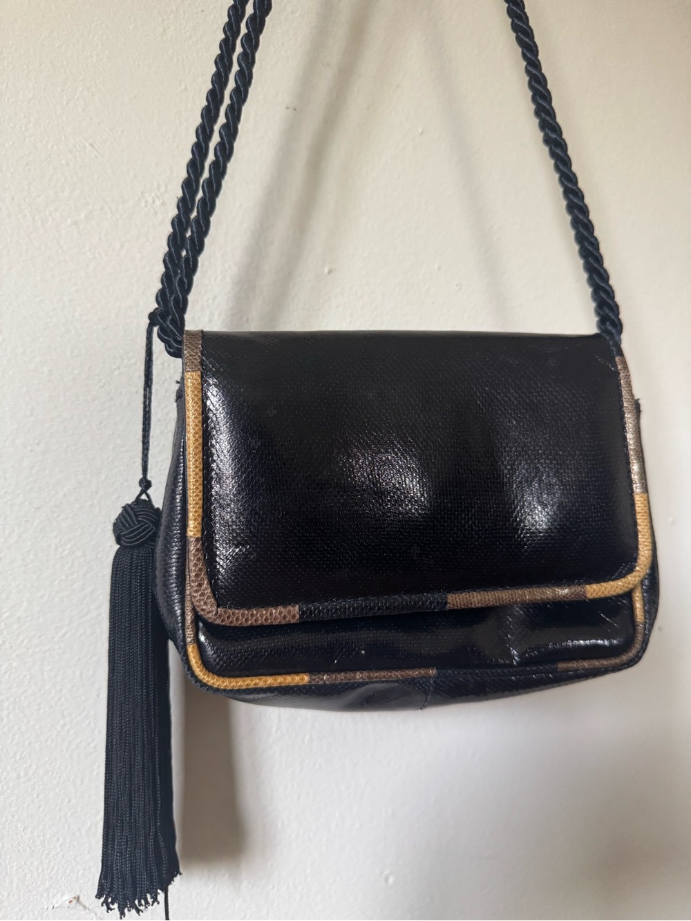 Susan Gale genuine snake tassel rope small shoulder bag
